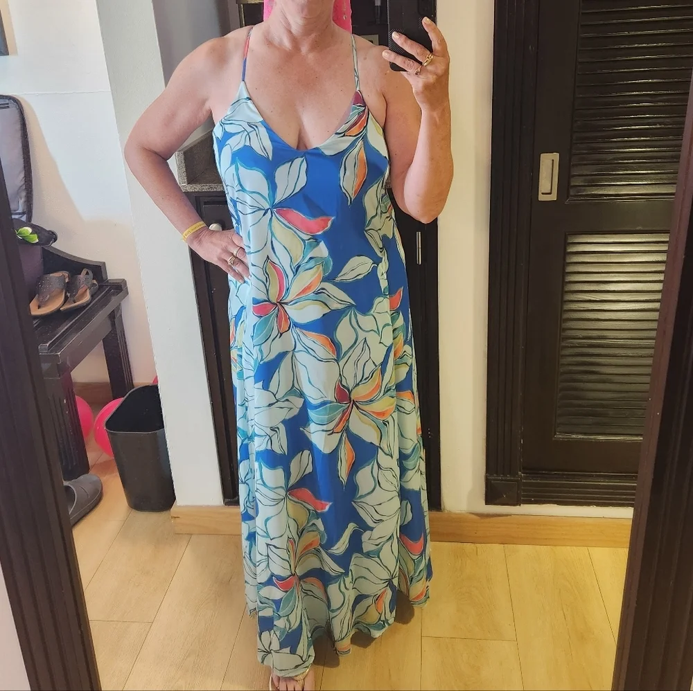 Tahari ASL Tropical Maxi Dress Size Medium - Picture 6 of 8